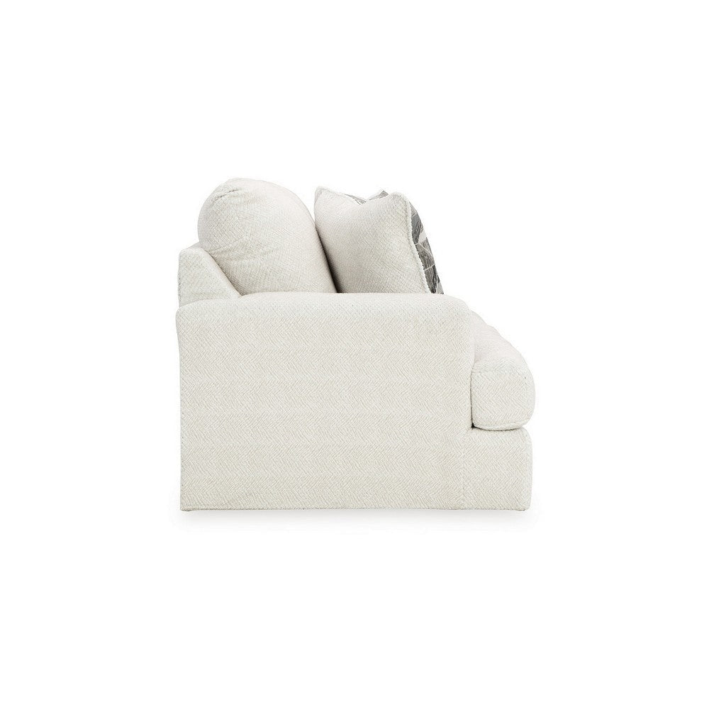 Henly 70 Inch Loveseat 2 Accent Pillows Oversized Soft White Polyester By Casagear Home BM312028