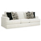 Henly 96 Inch Sofa, Oversized, 4 Accent Pillows, Soft White Polyester By Casagear Home