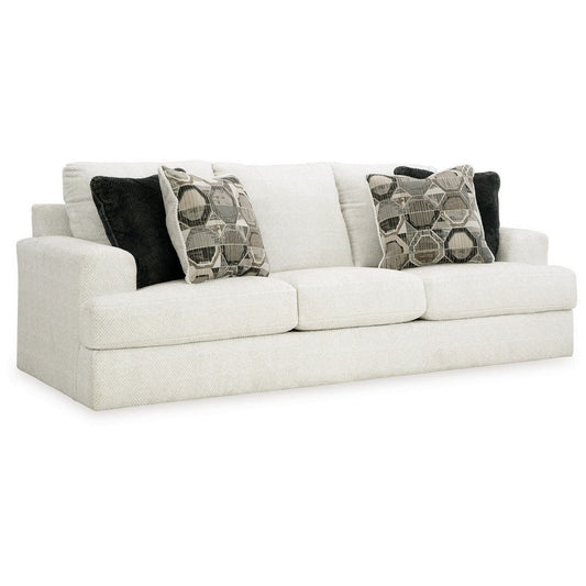 Henly 96 Inch Sofa, Oversized, 4 Accent Pillows, Soft White Polyester By Casagear Home