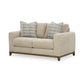 Klyn 67 Inch Loveseat with 2 Accent Pillows Beige Polyester Upholstery By Casagear Home BM312038