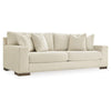 Magg 96 Inch Sofa, 4 Accent Pillows, Oversized Cushion, Beige Polyester By Casagear Home