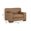 Aida 51 Inch Accent Chair Oversized Attached Back Plush Brown Leather By Casagear Home BM312045