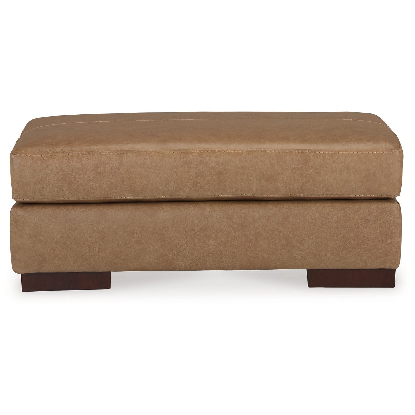 Aida 43 Inch Ottoman Oversized Attached Cushion Plush Brown Leather By Casagear Home BM312047