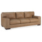 Aida 96 Inch Sofa Oversized Attached Back Cushions Plush Brown Leather By Casagear Home BM312048