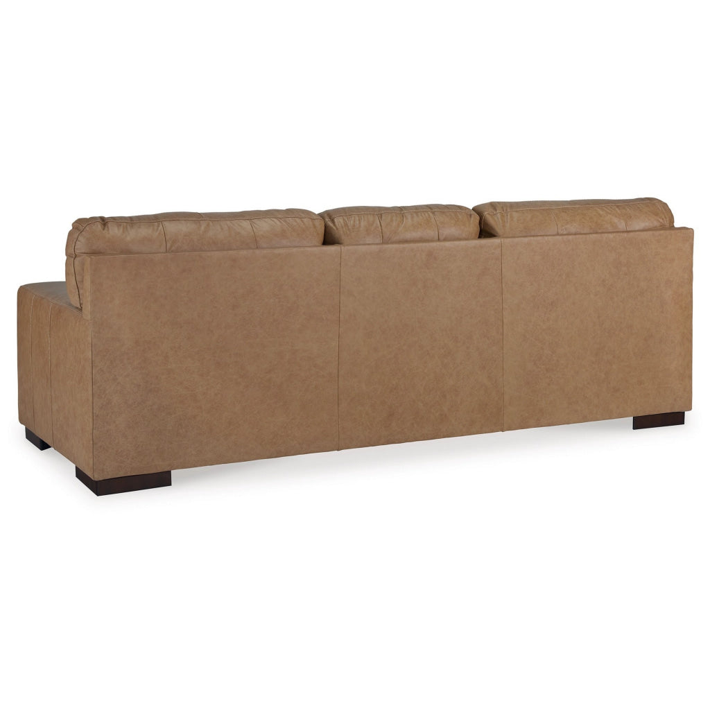 Aida 96 Inch Sofa Oversized Attached Back Cushions Plush Brown Leather By Casagear Home BM312048