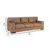 Aida 96 Inch Sofa Oversized Attached Back Cushions Plush Brown Leather By Casagear Home BM312048