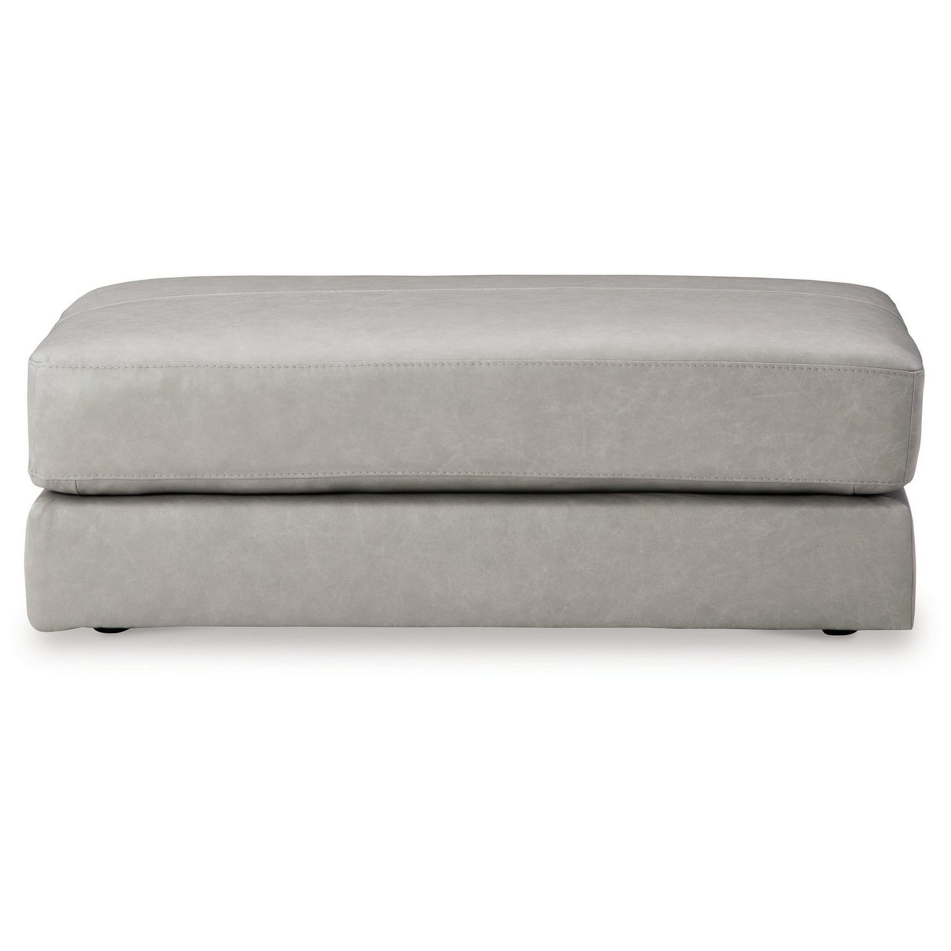 Kaite 44 Inch Ottoman Plush Top Cushion Genuine and Faux Leather Gray By Casagear Home BM312053