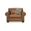 Riana 54 Inch Accent Chair with Pillow Oversized Caramel Brown Leather By Casagear Home BM312054