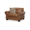 Riana 54 Inch Accent Chair with Pillow Oversized Caramel Brown Leather By Casagear Home BM312054