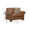 Riana 54 Inch Accent Chair with Pillow Oversized Caramel Brown Leather By Casagear Home BM312054