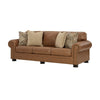 Riana 101 Inch Queen Sofa Sleeper 4 Accent Pillows Caramel Brown Leather By Casagear Home BM312057