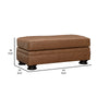 Aida 44 Inch Ottoman Plush Cushion Top Caramel Brown Genuine Leather By Casagear Home BM312058