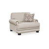 Moore 52 Inch Accent Chair, Pillow, Nailhead Trim, Beige Chenille Polyester By Casagear Home