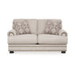 Moore 72 Inch Loveseat 2 Accent Pillows Nailhead Beige Chenille Polyester By Casagear Home BM312060