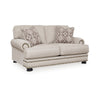 Moore 72 Inch Loveseat, 2 Accent Pillows, Nailhead Beige Chenille Polyester By Casagear Home