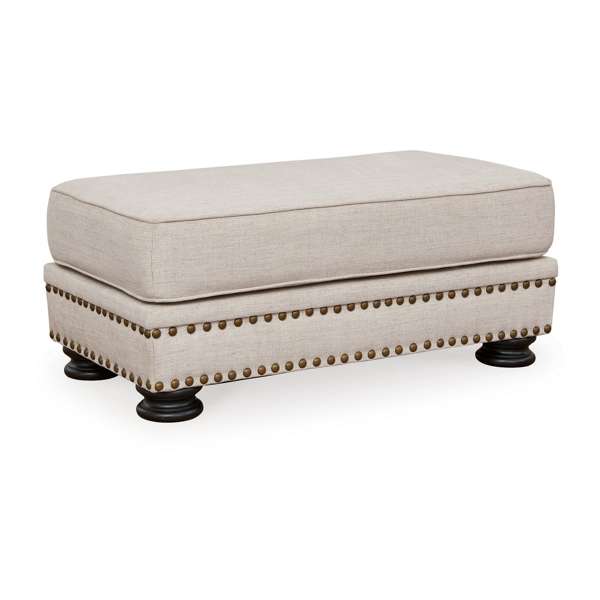 Moore 44 Inch Ottoman Nailhead Plush Cushion Beige Chenille Polyester By Casagear Home BM312062