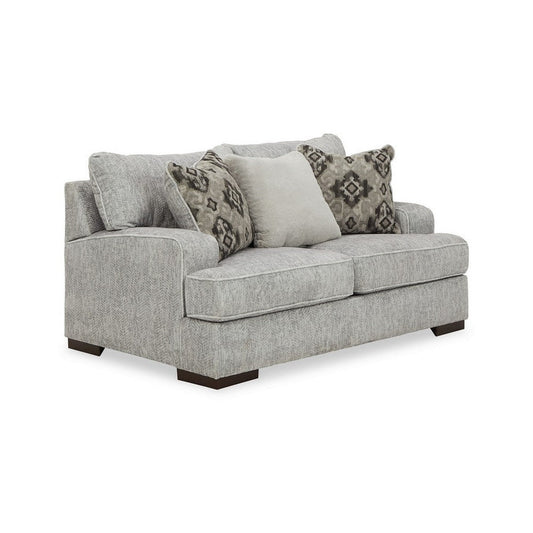 Cado 68 Inch Loveseat, 3 Accent Pillows, Reversible Cushion, Gray Polyester By Casagear Home