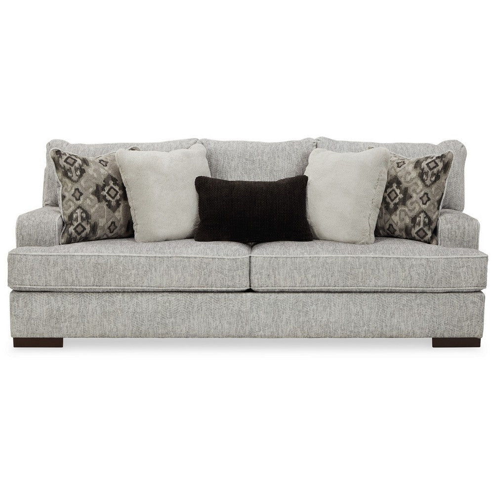 Cado 95 Inch Sofa 5 Accent Pillows Reversible Cushion Gray Polyester By Casagear Home BM312069