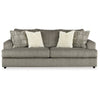 Tren 96 Inch Wide Sofa 4 Jacquard Pillows Ash Gray Chenille Polyester By Casagear Home BM312070