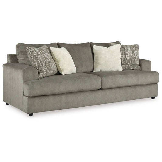 Tren 96 Inch Wide Sofa, 4 Jacquard Pillows, Ash Gray Chenille Polyester By Casagear Home