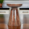 18 Inch Side Accent Table Round Mango Wood Top Cone Base Brown Finish By Casagear Home BM312073