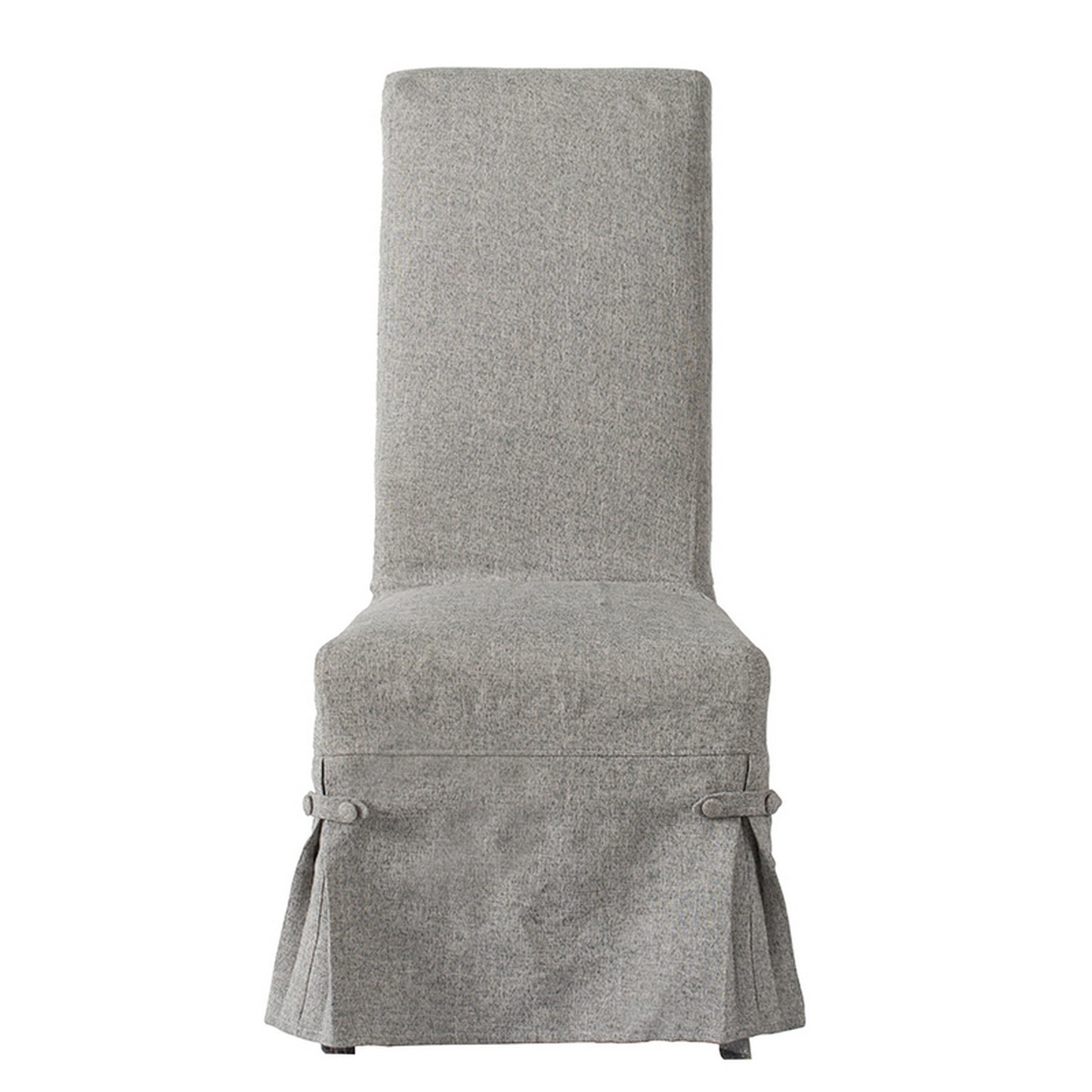 25 Inch Dining Side Chair Gray Linen Fabric Upholstery Skirted Parsons By Casagear Home BM312074