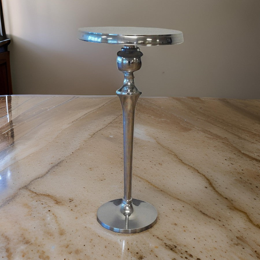 42 Inch Bar Drink Table Round Top Slender Turned Support Chrome Metal By Casagear Home BM312075