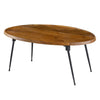 Aji 31 Inch Coffee Table Oval Acacia Wood Top Iron Legs Brown and Black By Casagear Home BM312076