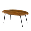 Aji 39 Inch Coffee Table Oval Brown Wood Grain Acacia Wood Top Metal Legs By Casagear Home BM312077