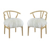 44 Inch Accent Chair Set of 2 White Faux Fur Wishbone Beige Ash Wood By Casagear Home BM312078