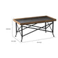 44 Inch Coffee Table Vintage Style Wood Tray Top Metal Base Brown Black By Casagear Home BM312079