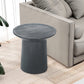 20 Inch Side End Table Round Mango Wood Top Cylindrical Base Black By Casagear Home BM312081