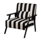 32 Inch Accent Armchair with Throw Pillow Black White Polyester Stripes By Casagear Home BM312088