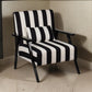 32 Inch Accent Armchair with Throw Pillow Black White Polyester Stripes By Casagear Home BM312088