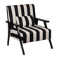 32 Inch Accent Armchair with Throw Pillow, Black White Polyester Stripes By Casagear Home