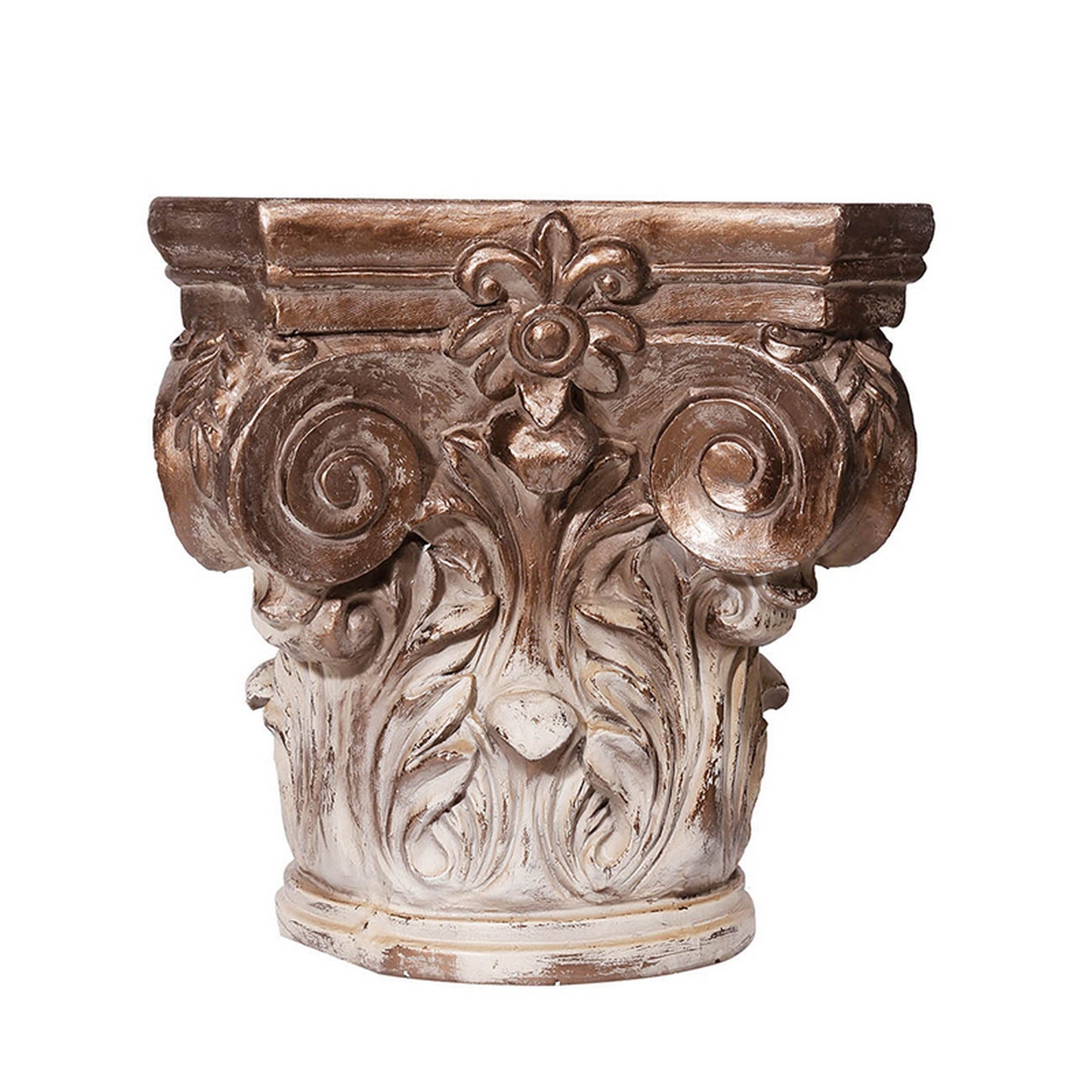 18 Inch Corinthian Cap Pedestal 2 Tone Gold and White Finished Magnesium By Casagear Home BM312089