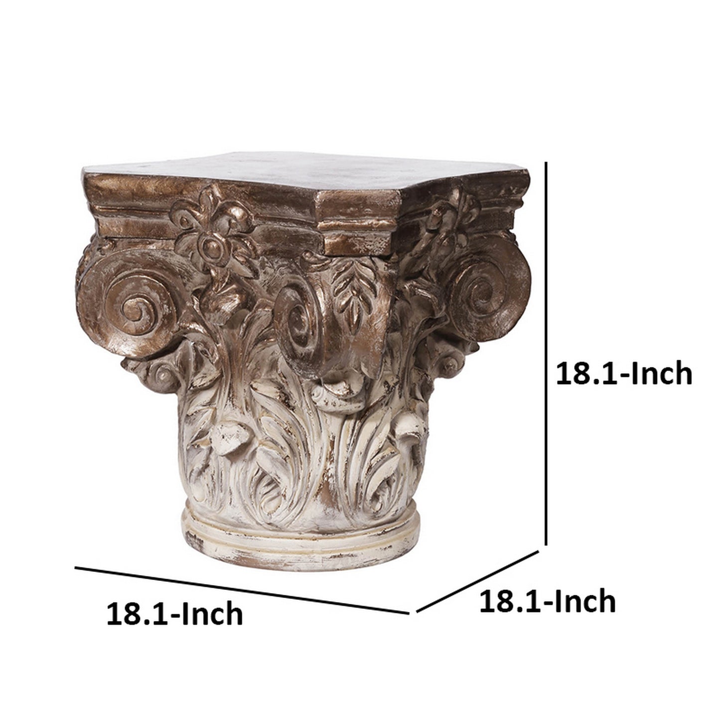 18 Inch Corinthian Cap Pedestal 2 Tone Gold and White Finished Magnesium By Casagear Home BM312089