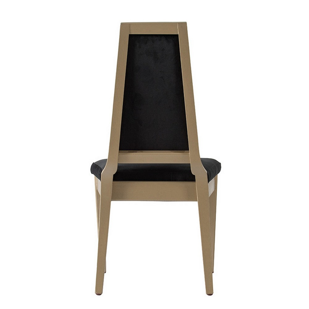 23 Inch Side Dining Chair Black Soft Velvet Upholstery Beige Rubberwood By Casagear Home BM312090