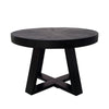 Raj 24 Inch Round Coffee Table Cross Leg Design Black Acacia Wood Iron By Casagear Home BM312091