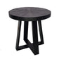 Raj 24 Inch Round Side End Table Cross Legs Design Black Acacia Wood Iron By Casagear Home BM312093