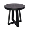 Raj 24 Inch Round Side End Table Cross Legs Design Black Acacia Wood Iron By Casagear Home BM312093