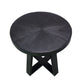 Raj 24 Inch Round Side End Table Cross Legs Design Black Acacia Wood Iron By Casagear Home BM312093