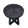 Raj 24 Inch Round Side End Table Cross Legs Design Black Acacia Wood Iron By Casagear Home BM312093