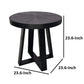 Raj 24 Inch Round Side End Table Cross Legs Design Black Acacia Wood Iron By Casagear Home BM312093