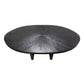 Raj 91 Inch Round Dining Table Cross Legs Design Black Acacia Wood Iron By Casagear Home BM312095