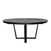 Raj 63 Inch Round Dining Table Cross Legs Design Black Acacia Wood Iron By Casagear Home BM312096