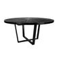 Raj 63 Inch Round Dining Table, Cross Legs Design, Black Acacia Wood, Iron By Casagear Home