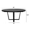 Raj 63 Inch Round Dining Table Cross Legs Design Black Acacia Wood Iron By Casagear Home BM312096