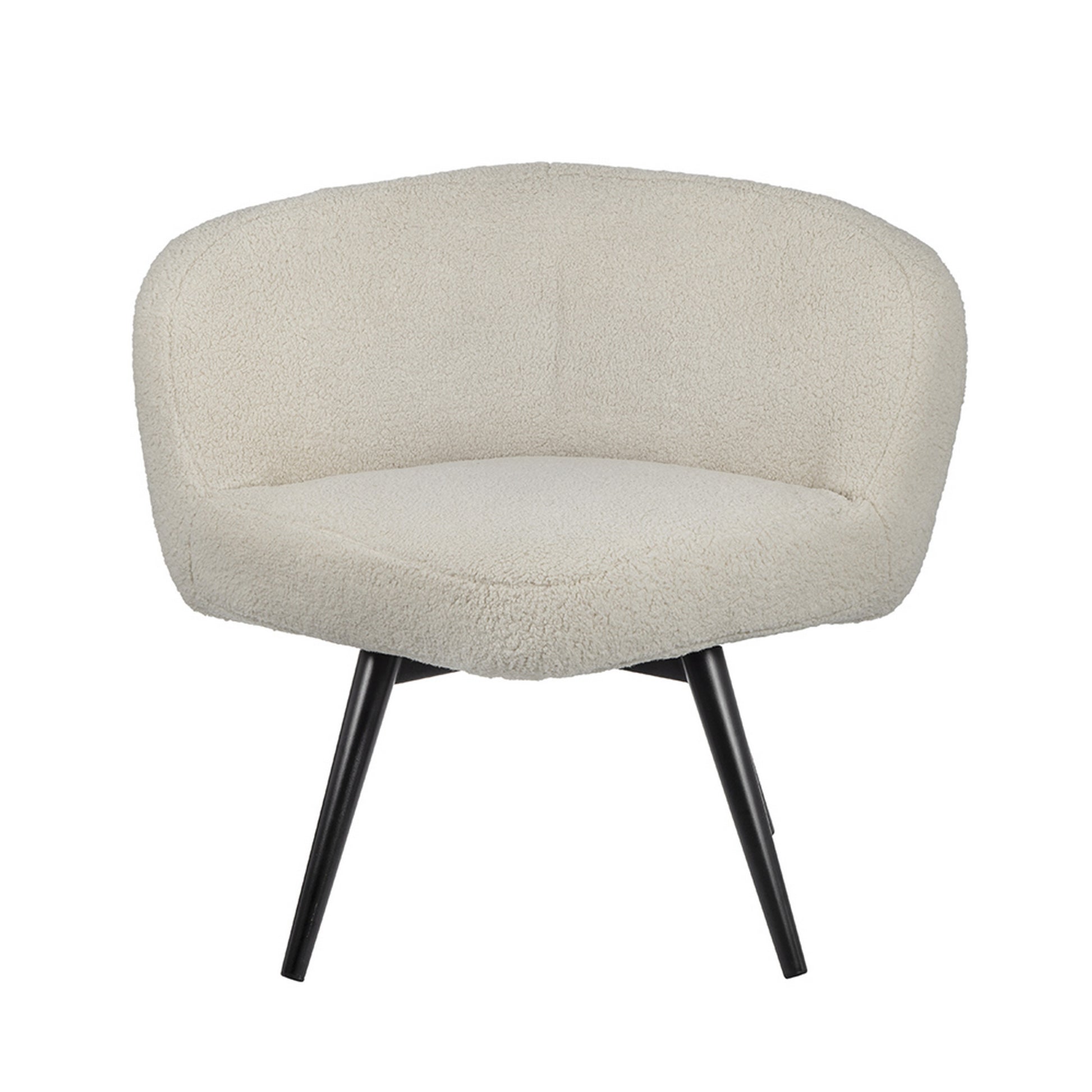 39 Inch Swivel Accent Chair Soft Cream Fabric Upholstery Black Iron Legs By Casagear Home BM312097