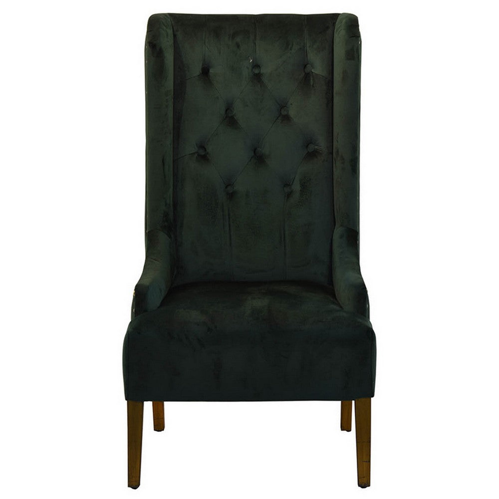 28 Inch Accent Armchair Wingback Design Tufted Emerald Green Polyester By Casagear Home BM312100